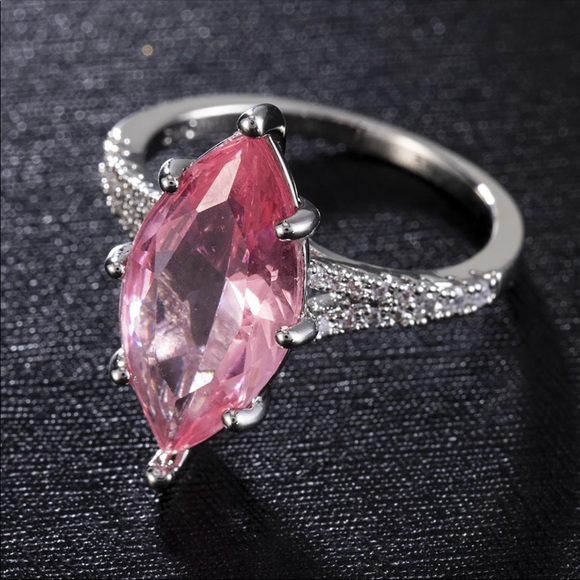Jewelry - New Large pink crystal Stainless Steel Ring